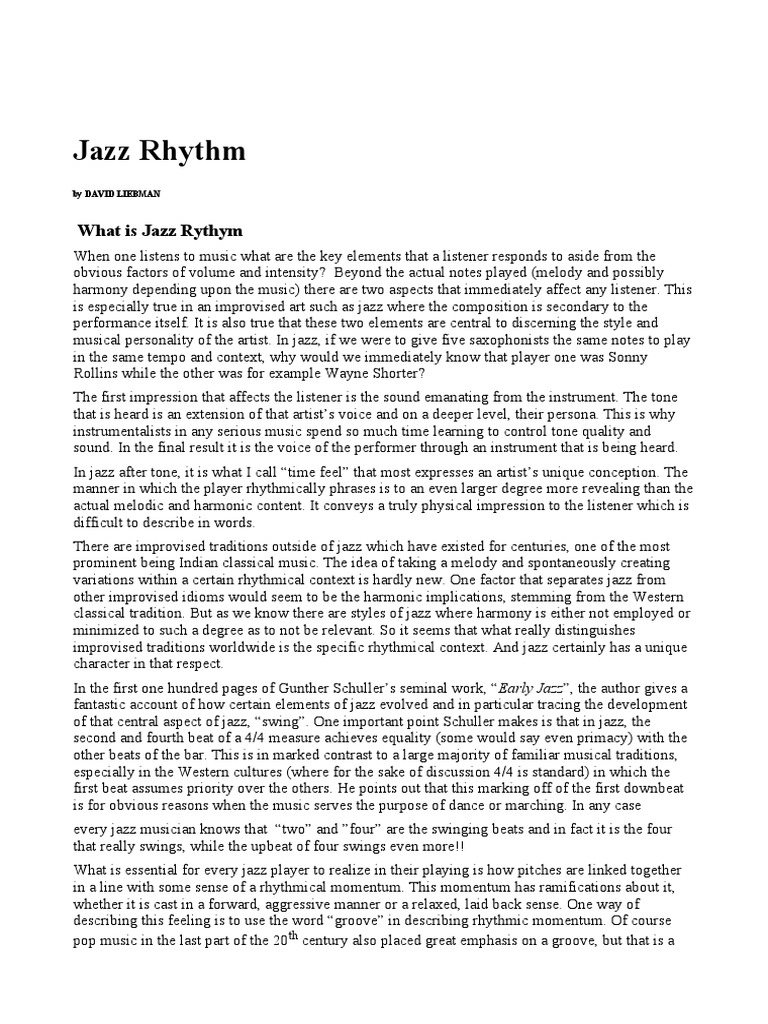 Jazz Rhythm Understanding the Subtleties of Playing Convincing and