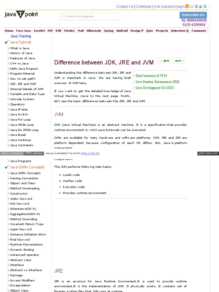 Difference Between JDK Jre and JVM | PDF | Java Virtual Machine | Java ...