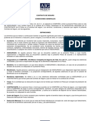 Formato de Contrato de Seguro | PDF | Póliza de seguros | Seguro