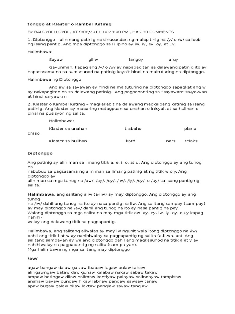 Klaster o Kambal Katinig | PDF