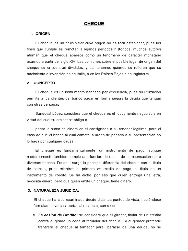 Historia y Función del Cheque | PDF | Cheque | Pagaré