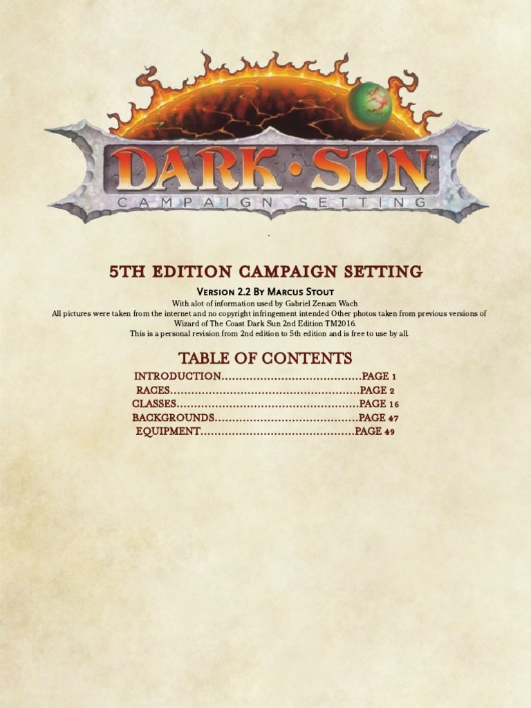 DARK SUN 5E | Dwarf (Dungeons & Dragons) | Elf (Dungeons & Dragons)