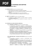 Indice de La Memoria Descriptiva Proyectos i d i