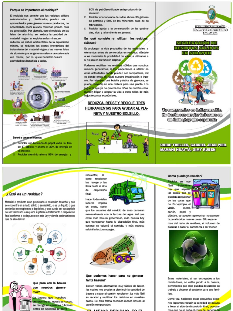 Tríptico sobre Reciclaje para Niños | PDF | Reciclaje | Residuos
