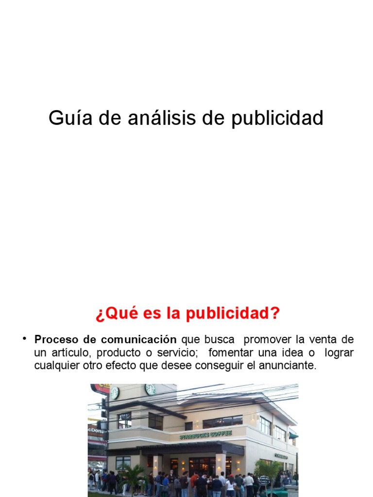 Guía análisis publicidad Publicidad Comunicación