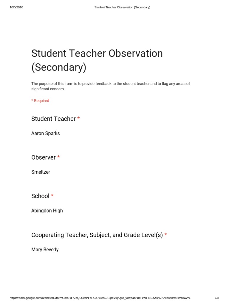 Secondary Student Teacher Feedback | PDF | Classroom Management | Teachers