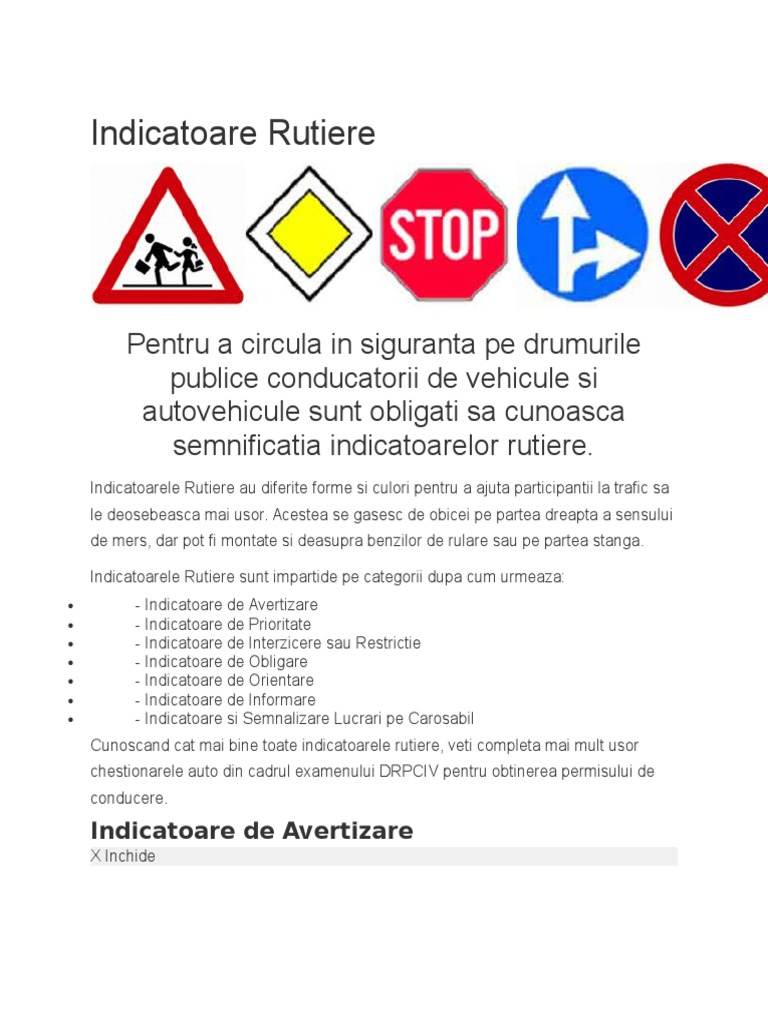 Indicatoare Rutiere | PDF