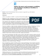 Ingenta Connect Mobbing in The Workplace by Peers and Managers - Mobbing Experienced by Nurses Working in Healthcare Facilities in Turkey and Its Effect On Nurses