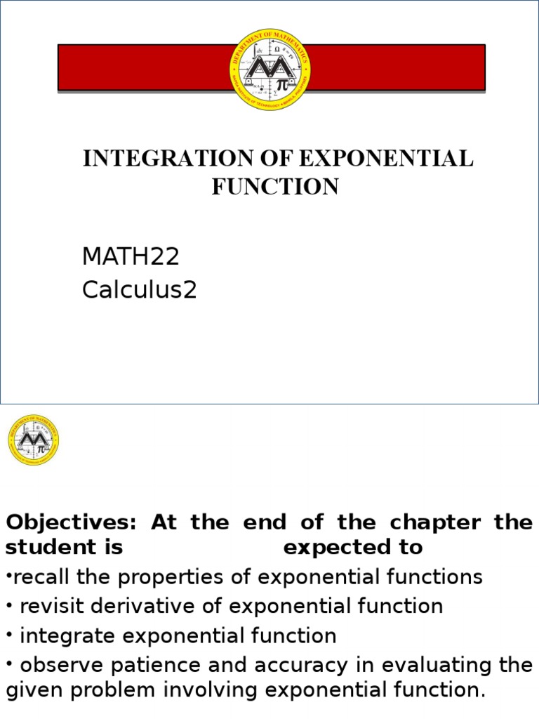 Lesson 5 Integration of Exponential Function | PDF