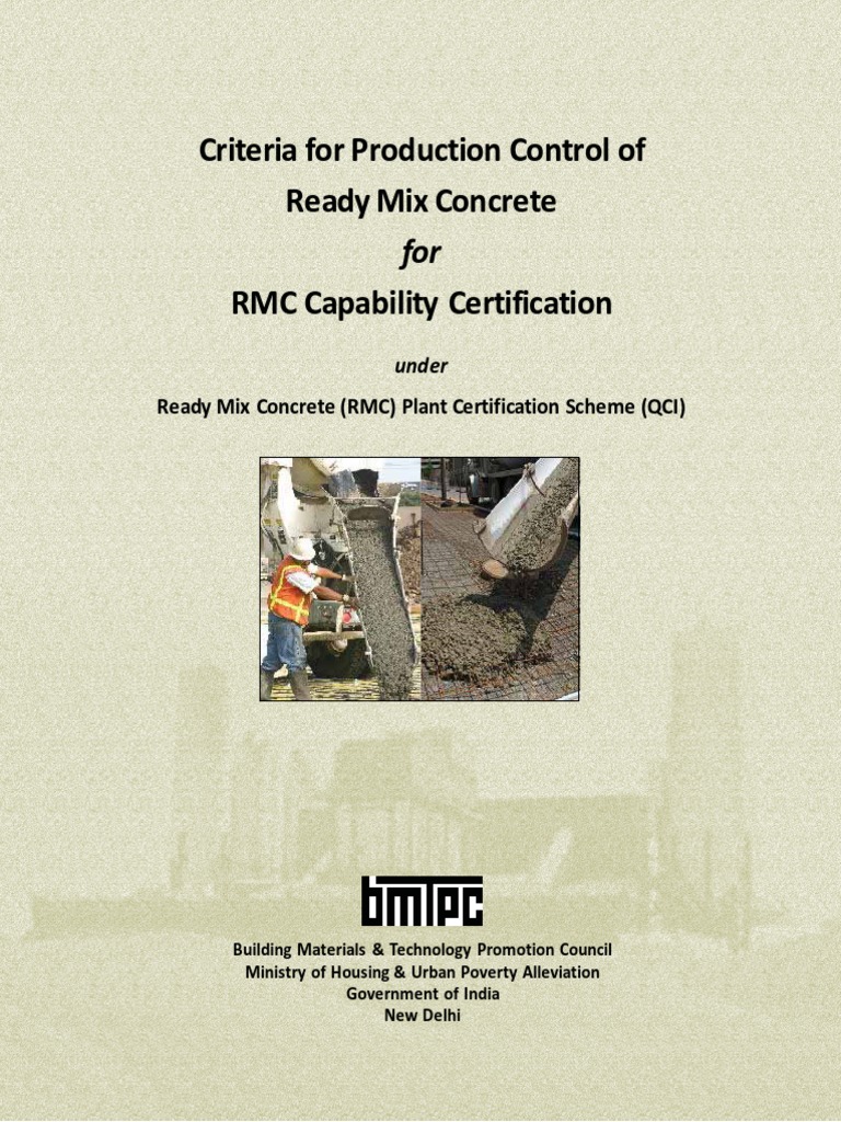 Criteria For Production Control of RMC PDF | PDF | Concrete | Audit