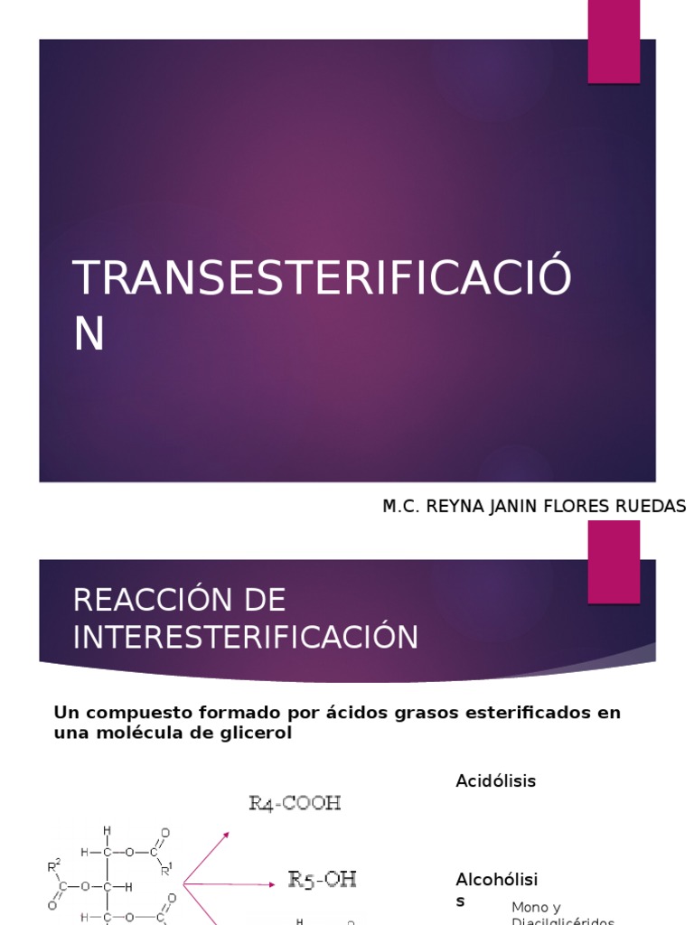 INTERESTERIFICACIÓN Descargar gratis PDF Ácido graso Hidrólisis
