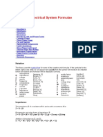 Electrical System Formulae