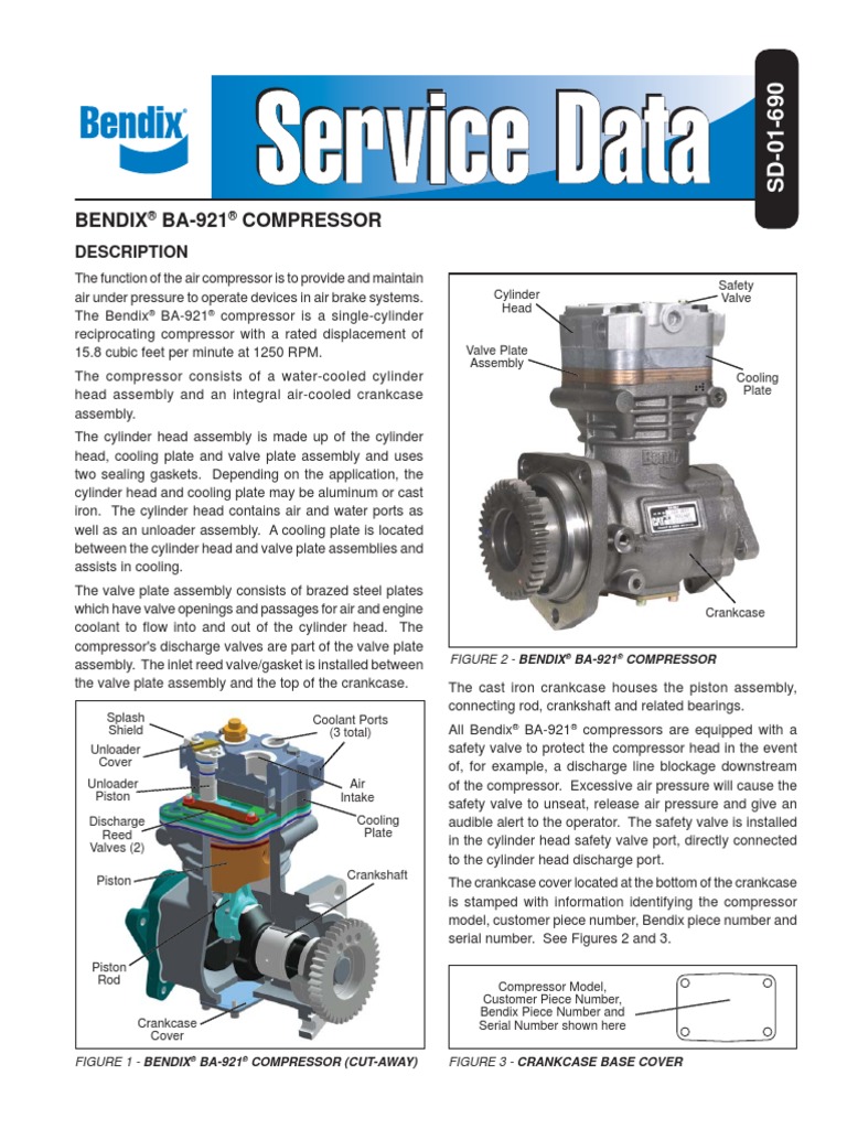 Bendix BA-921 Compressor: Description | PDF | Cylinder (Engine ...