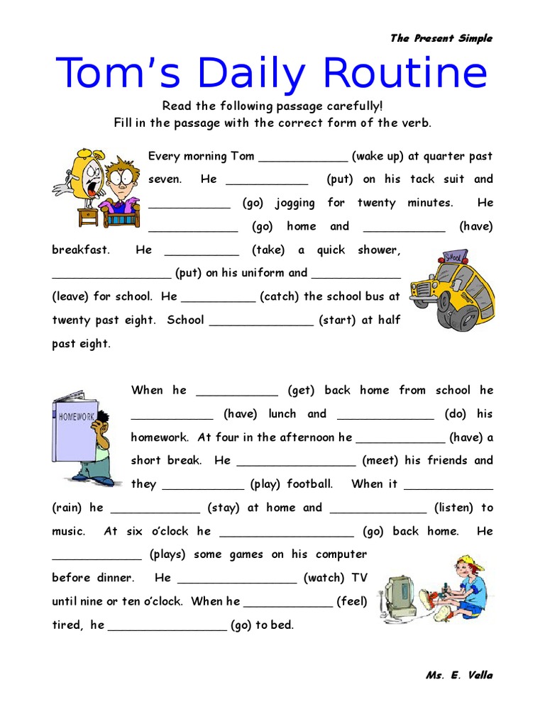 Tom's Daily Routine | PDF