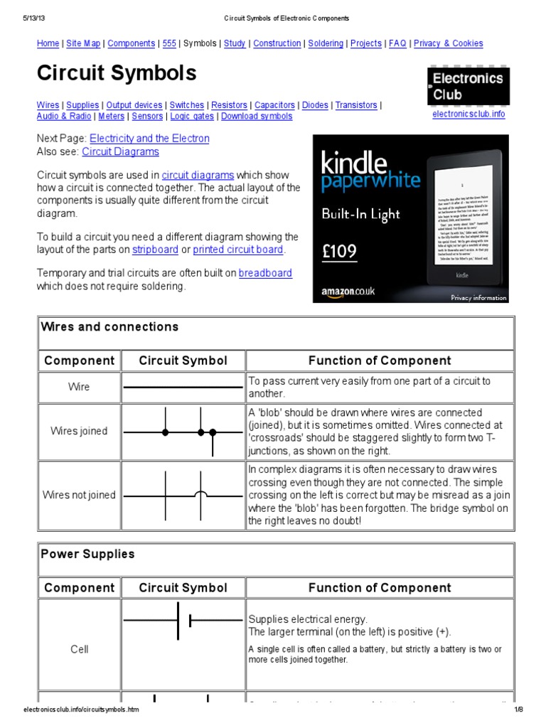 Circuit Symbols of Electronic Components | PDF | Electronic Component ...