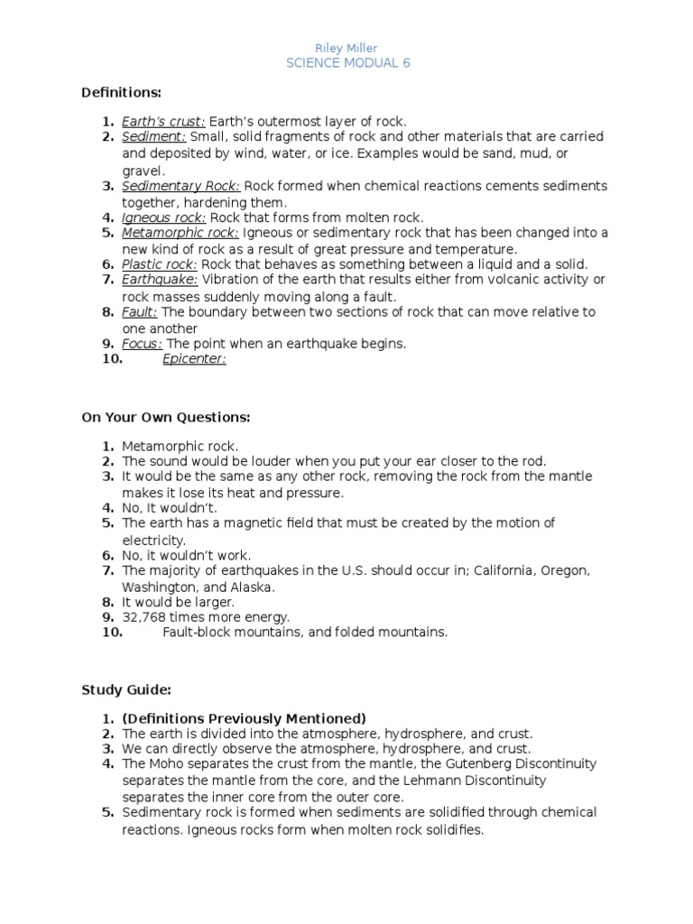 Apologia Physical Science Module 6 Rock Geology Plaary Core