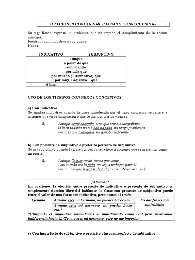 Oraciones Concesivas | PDF | Lingüística | Gramática