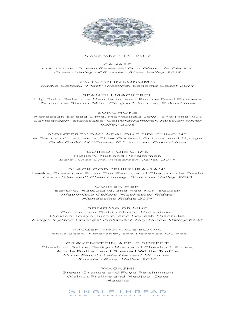 Sample Single Thread Menu