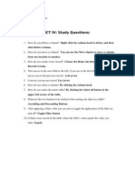 ICT IV: Study Questions:: Click Delete Column