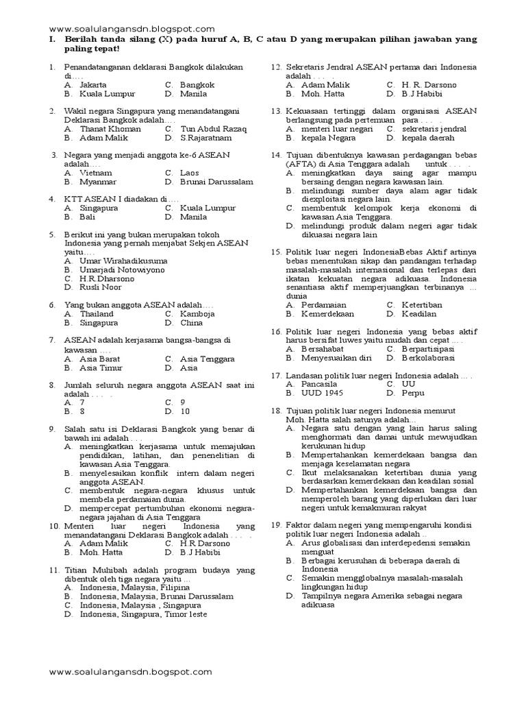 Soal Uas Pkn Kelas 6 Semester 2 Pdf