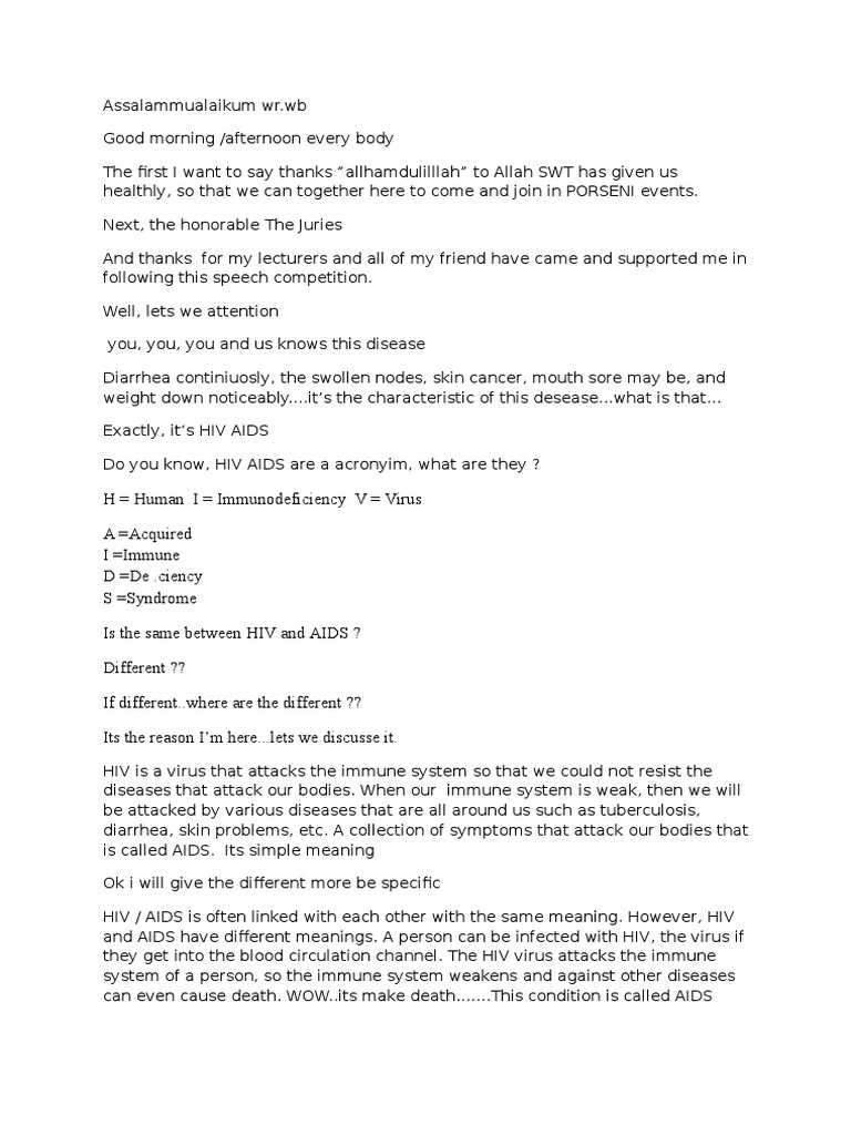 Speech Hiv Aids Hiv/Aids Infection