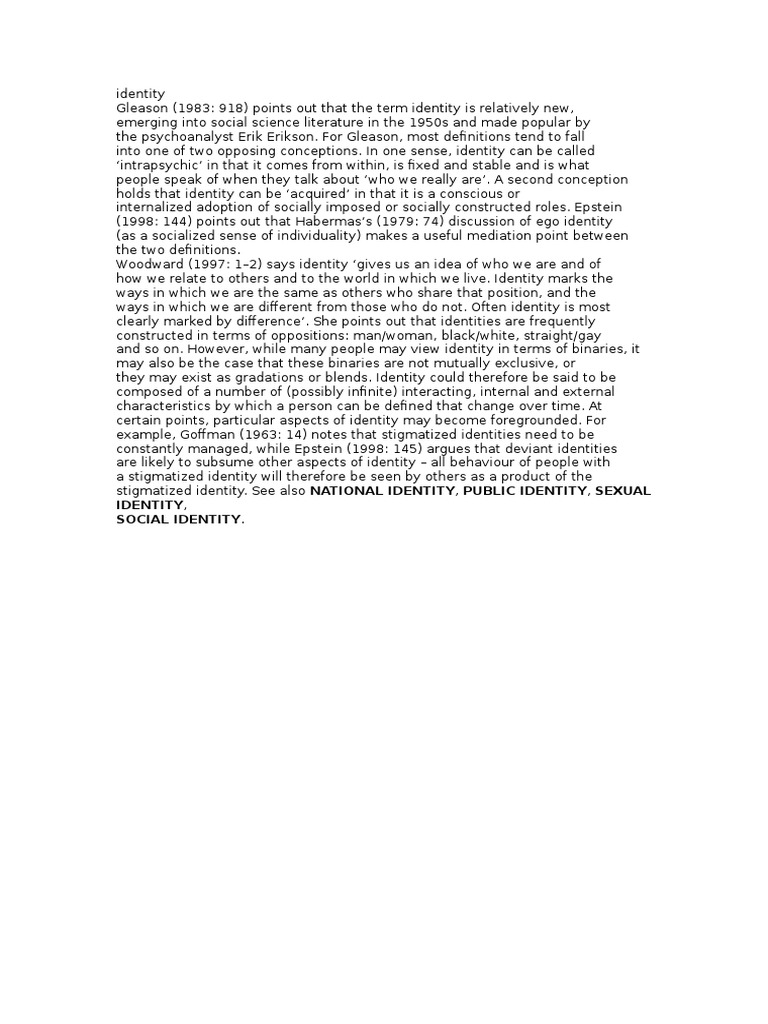 Understanding Identity Concepts | PDF