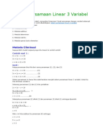 Sistem Persamaan Linear 3 Variabel