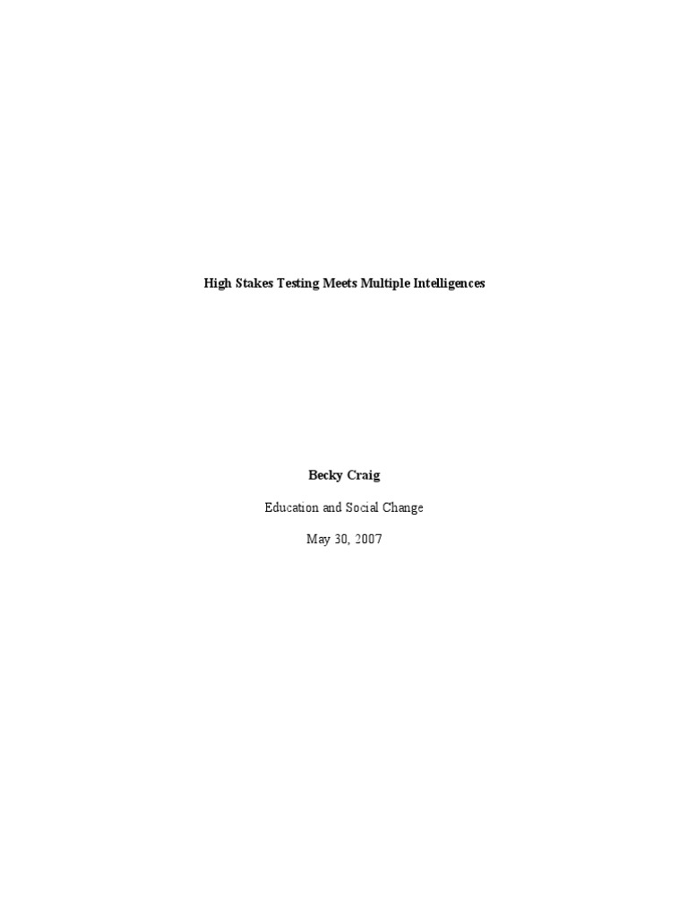 High Stakes Testing and Multiple Intelligences | PDF | No Child Left ...