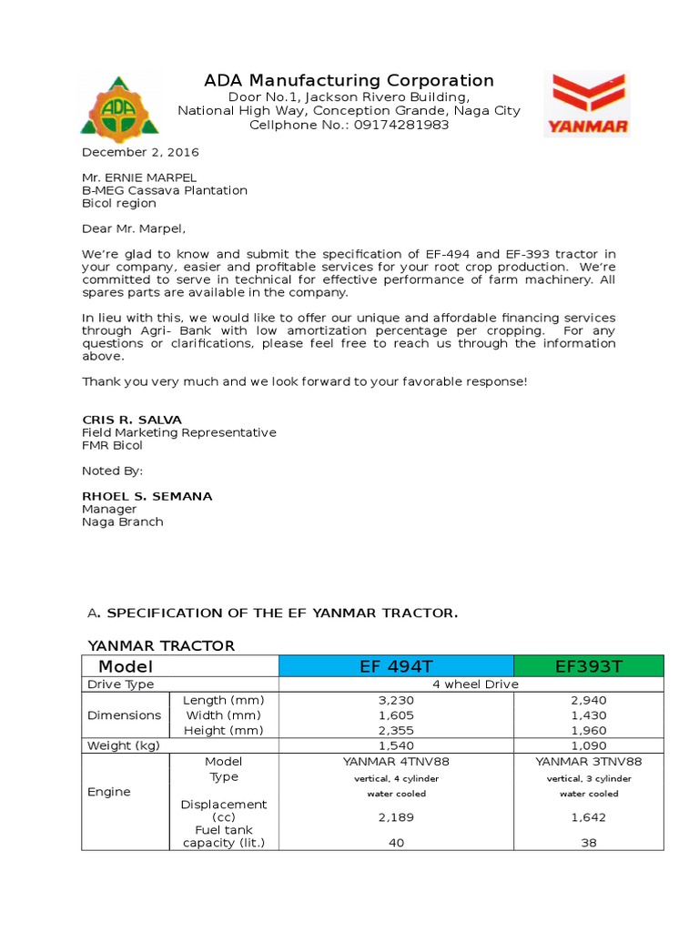 ADA Manufacturing Corporation | Download Free PDF | Tractor | Vehicle ...