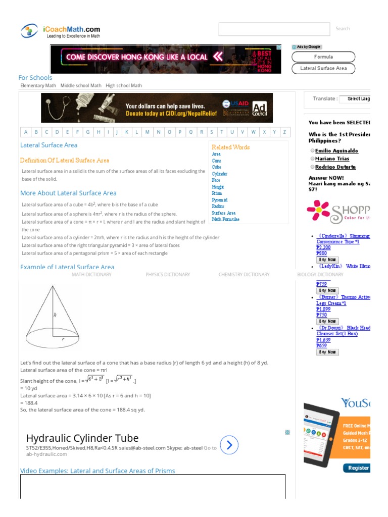 Definition and Examples Lateral Surface Area _ Define Lateral Surface