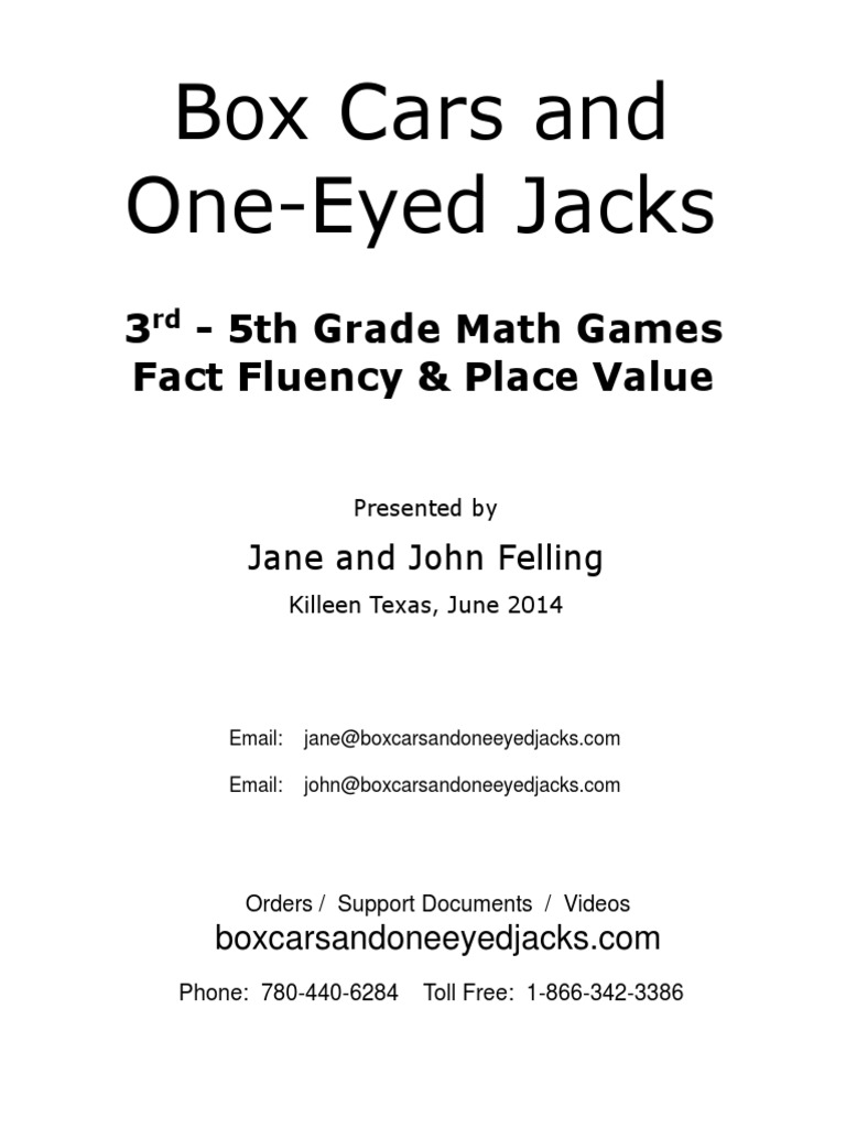 Box Cars and One Eyed Jacks Gr3to5 PDF Playing Cards Dice