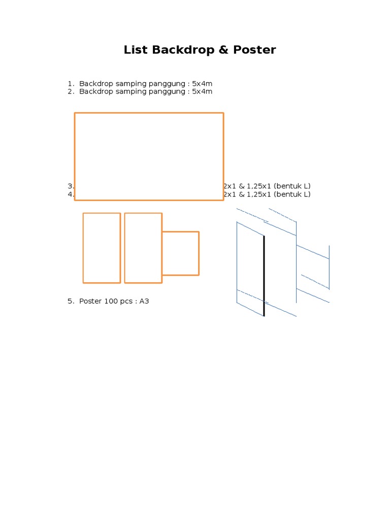 List Backdrop & Poster: 1. Backdrop Samping Panggung: 5x4m 2. Backdrop ...