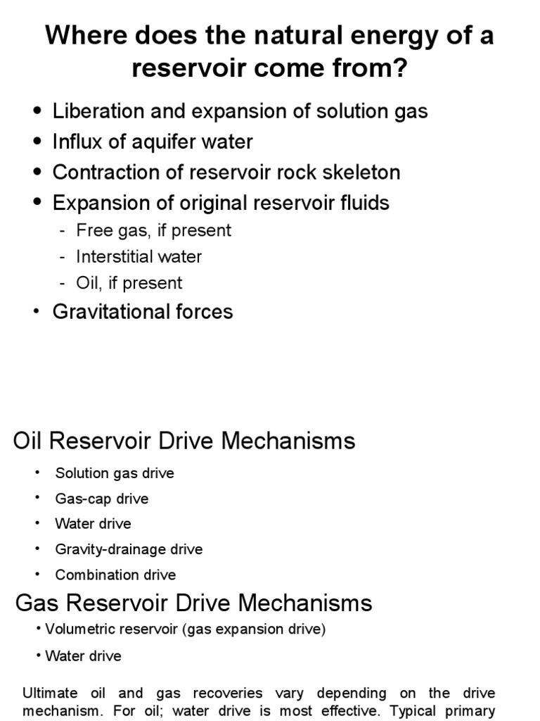 Reservoir Drive Mechanisms Overview | PDF | Petroleum Reservoir ...