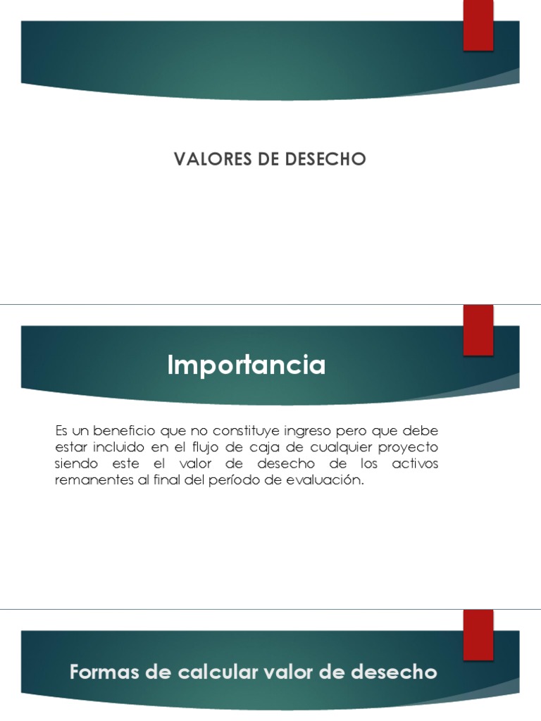 Valor de Desecho Beneficio (economía) Contabilidad