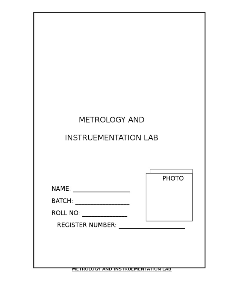 Metrology Lab Manual Calibration Gear