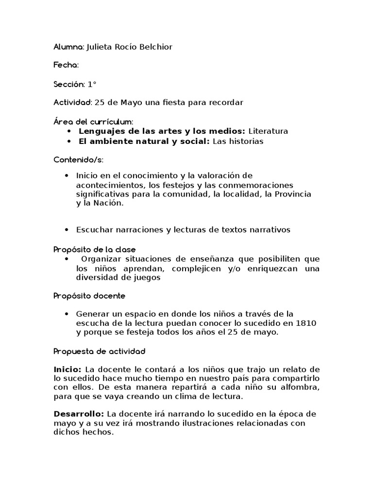 Plan de Clase 25 de Mayo
