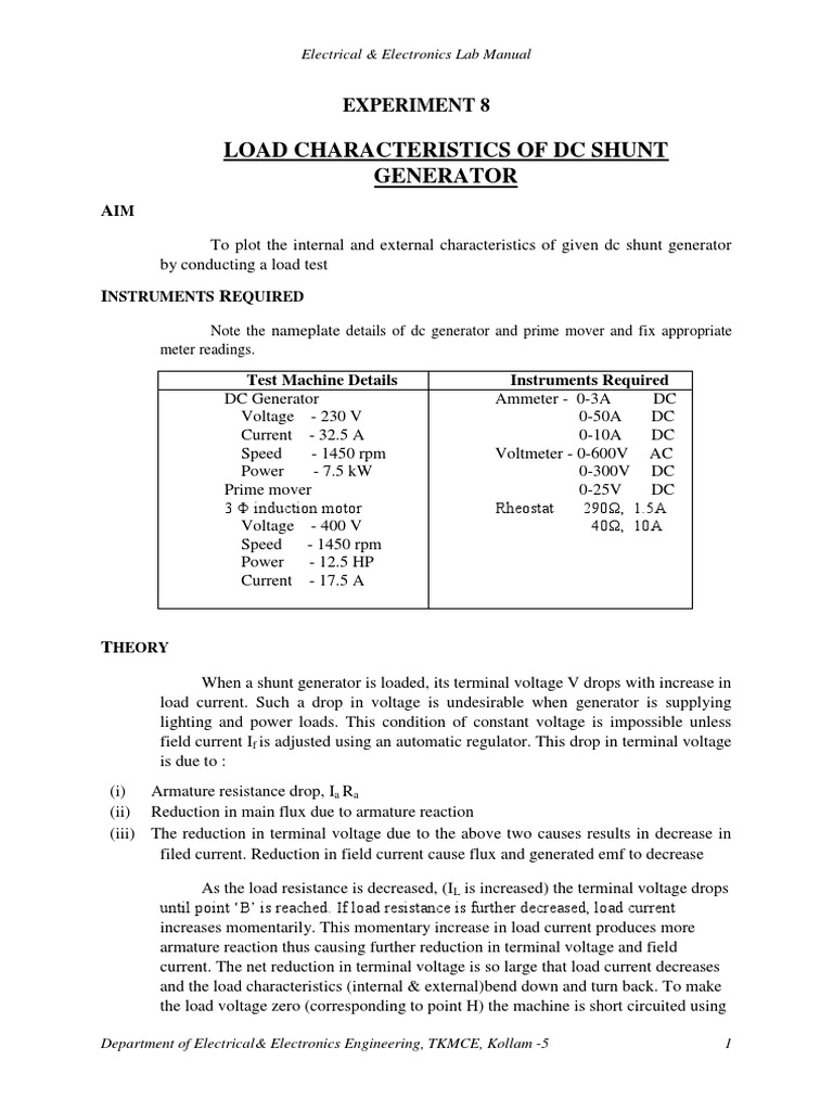 Electrical and Electronics Lab Manual For Mechanical Engineering PDF