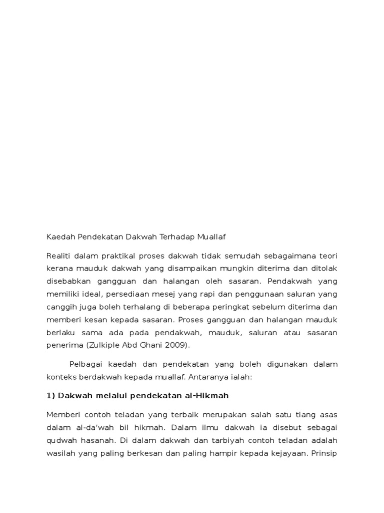 Kaedah Pendekatan Dakwah Terhadap Muallaf Pdf