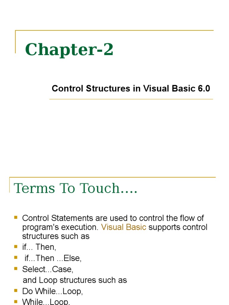 Chapter-2: Control Structures in Visual Basic 6.0 | PDF | Control Flow ...