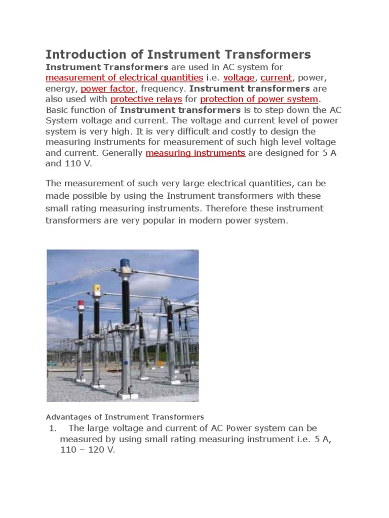 Introduction of Instrument Transformers | PDF | Transformer | Electric ...