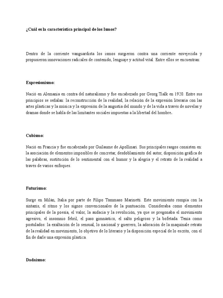 Ismos | PDF | Vanguardia | Cubismo
