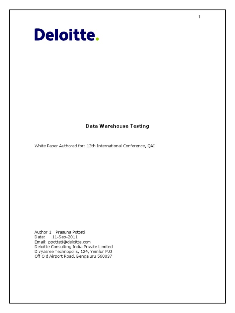 Deolitte ETL Testing PDF | PDF | Data Warehouse | Database Schema