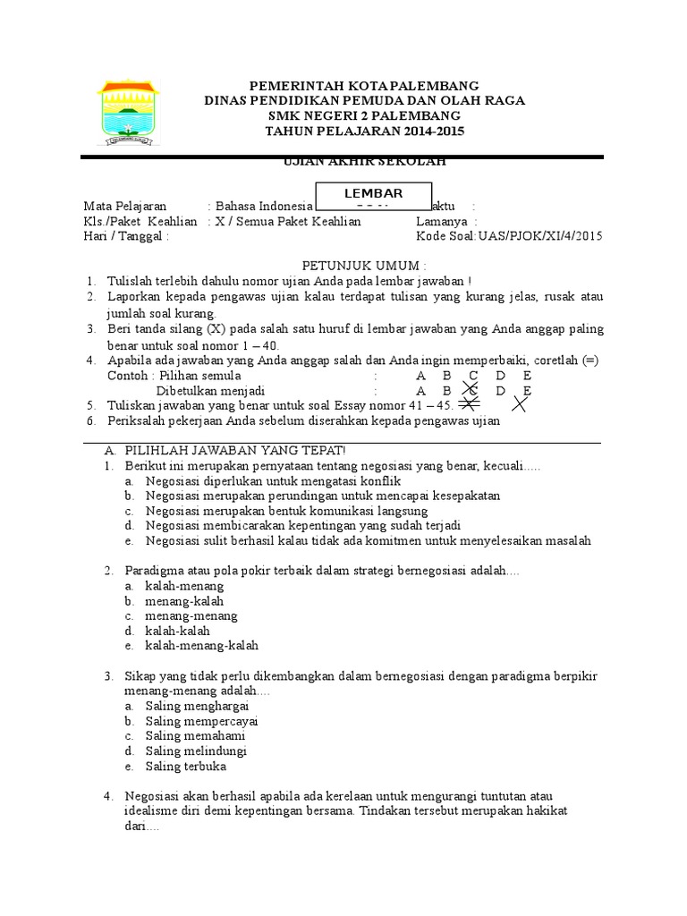 Soal Semester Kls X 2015 Fix