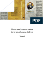 Hacia Una Historia Crítica de La Literatura en Bolivia (Tomo I) - Blanca Wiethüchter, Alba María Paz Soldán, Omar Rocha, Rodolfo Ortiz