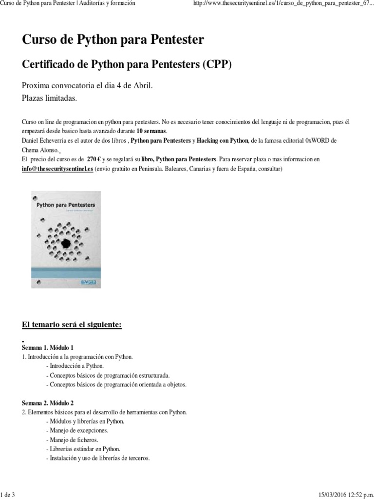 Curso de Python para Pentesters Online | PDF | Python (lenguaje de ...