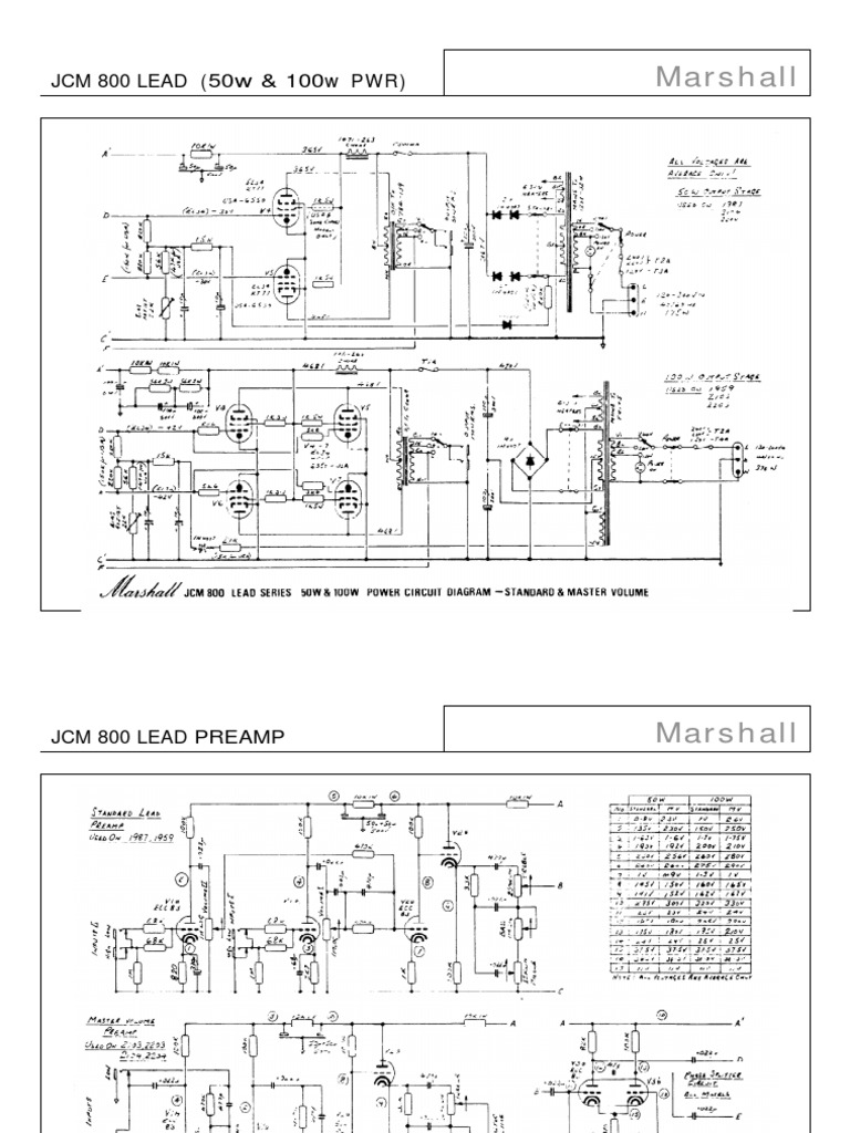 Marshall Jcm800 Lead Series Amplifier Schematic