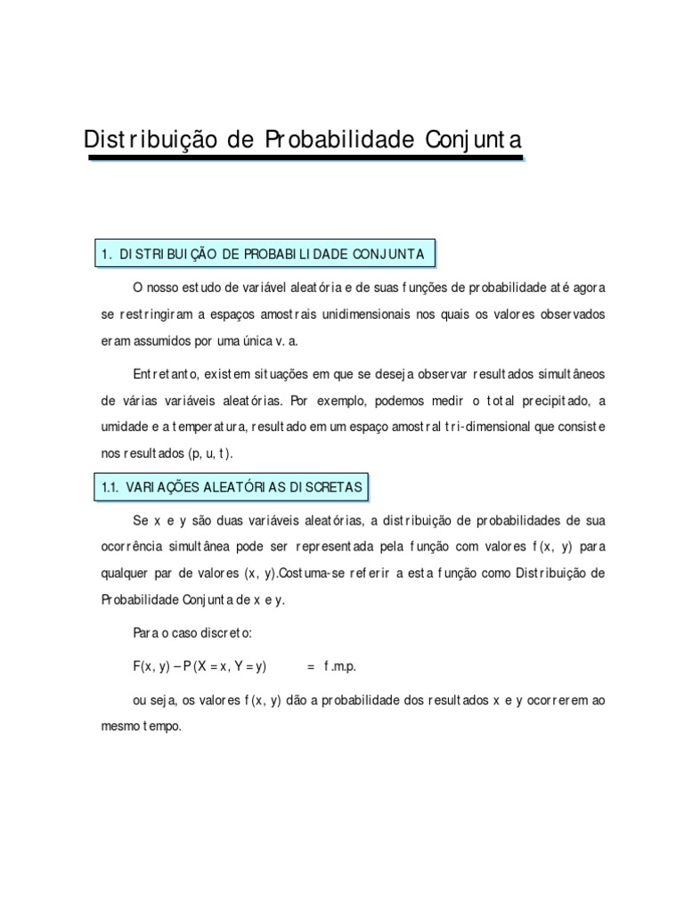 Capítulo 4 - Parte3 - Probabilidade Conjunta PDF | PDF | Variável ...