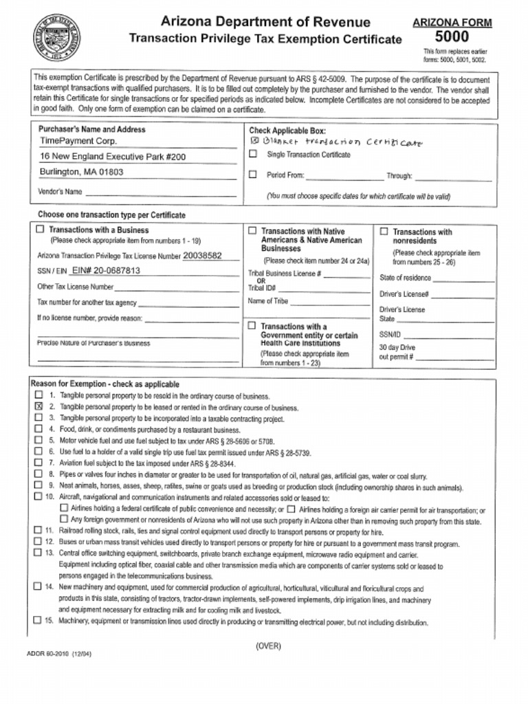 Az Resale Certificate | PDF