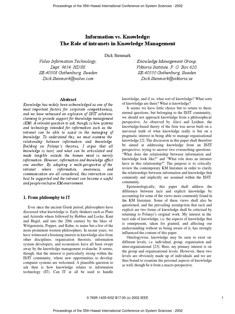 Information vs. Knowledge | PDF | Tacit Knowledge | Epistemology