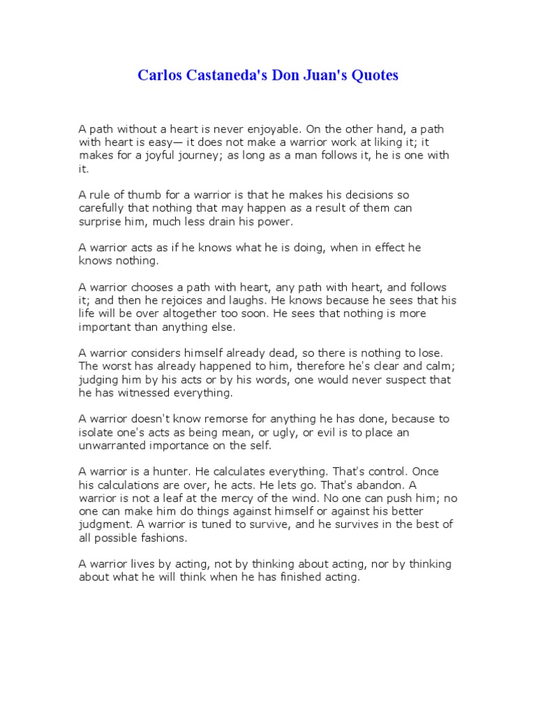 Carlos Castaneda's Don Juan Quotes PDF Thought